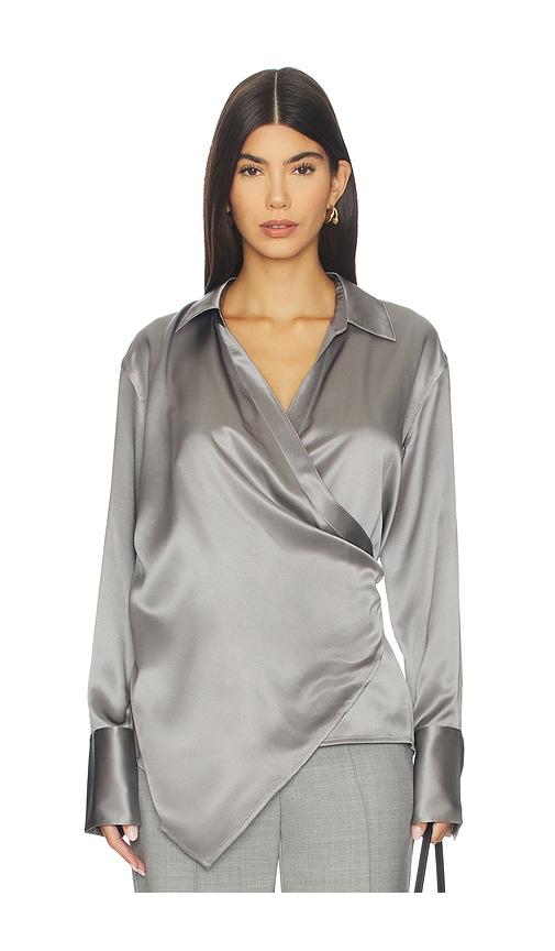 helmut lang wrap relax shirt in metallic silver, grey. - size m (also in s)