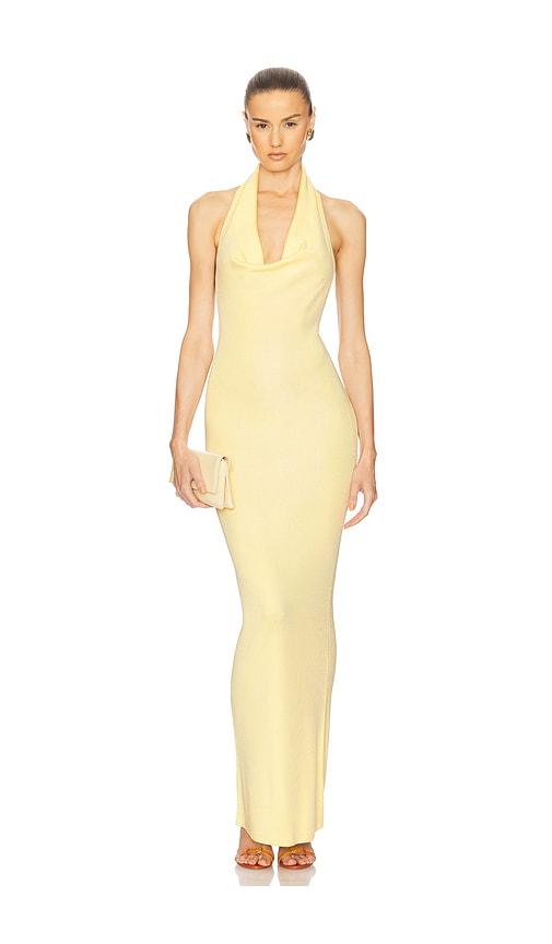 helsa aaliyah maxi knit dress in lemon. - size l (also in xl)