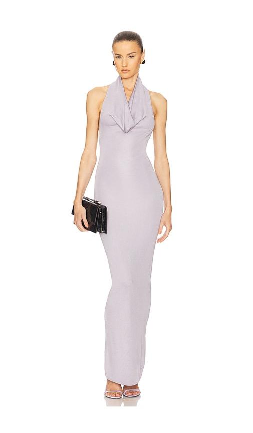 helsa aaliyah maxi knit dress in metallic silver,lavender. - size l (also in m, xl)