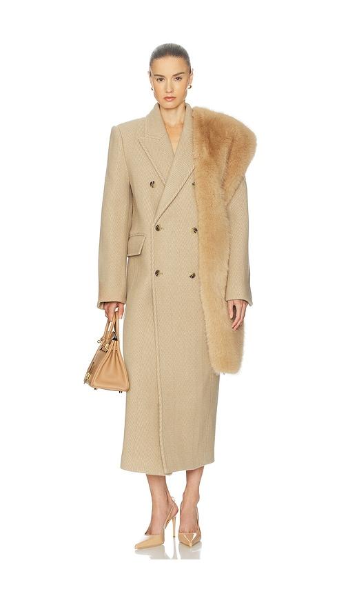 helsa boyfriend coat in tan. - size l (also in xs, xxs, s, m)