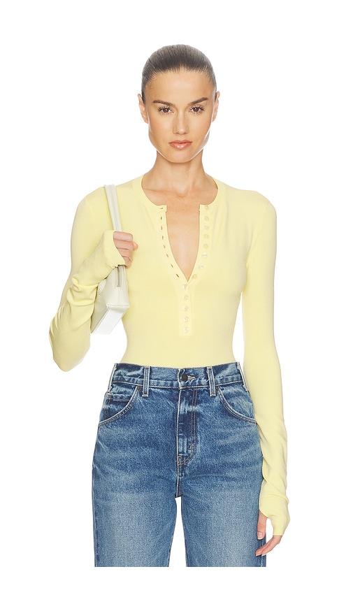 helsa bronya knit bodysuit in lemon. - size m (also in xs, s, xl)