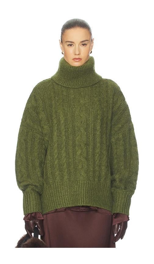 helsa claudiya cable turtleneck in green. - size s (also in xs)
