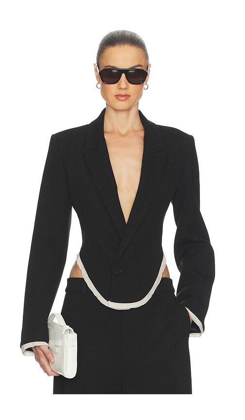 helsa devereux blazer with chiffon edge in black. - size m (also in s)