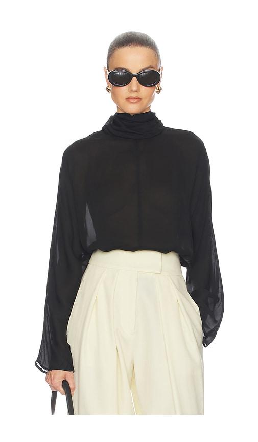 helsa dolman popover top in cupro in black. - size m (also in xs, s)