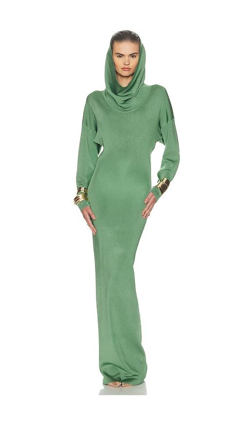 helsa emmalynn cowl shine gown in sage. - size l (also in xs)