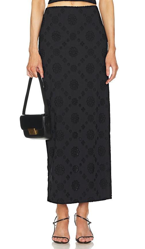 helsa eyelet column midi skirt in black. - size xl (also in xxs)