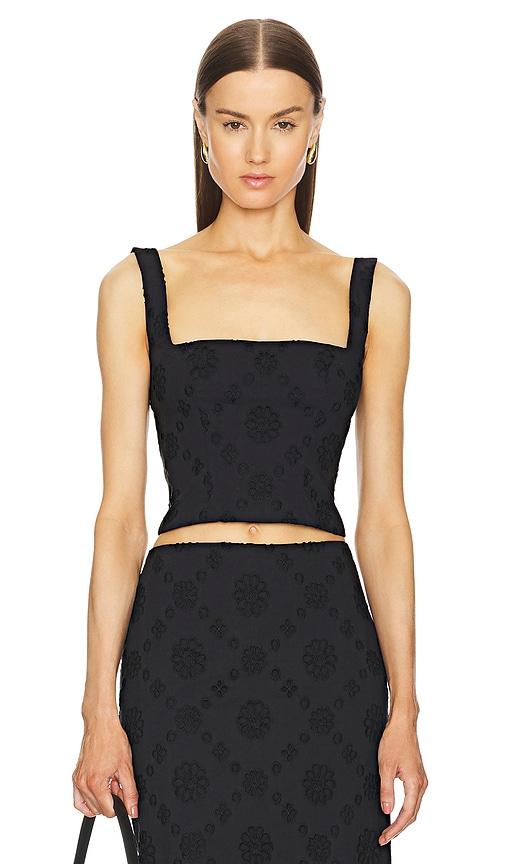 helsa eyelet corset top in black. - size s (also in xxs)