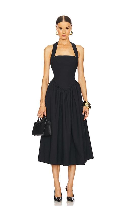 helsa faille halter midi dress in black. - size xs (also in xxs)