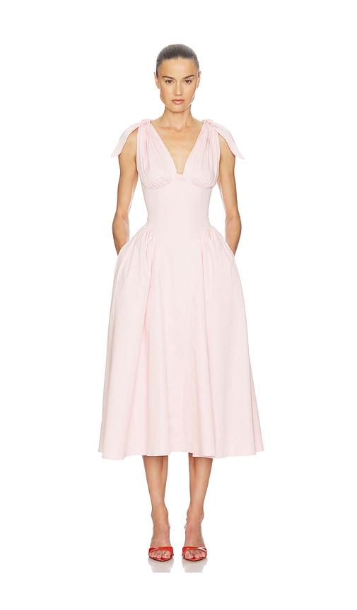 helsa fairweather midi dress in stretch cotton sateen in rose. - size l (also in xxs, xs, s, m, xl)