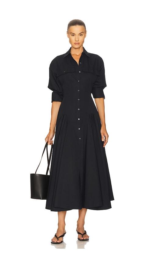 helsa godet shirt dress in black. - size s (also in xs, xxs)
