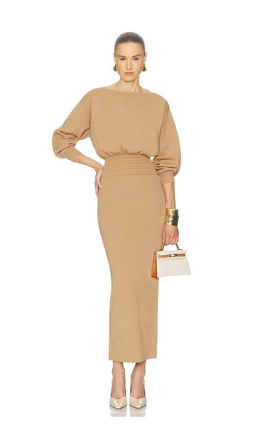 helsa hildie maxi dress in tan. - size m (also in xs)