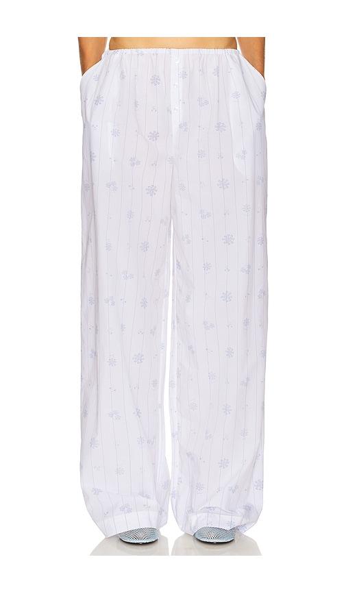 helsa house pants in fleur print stripe in white. - size l (also in s, m, xl)