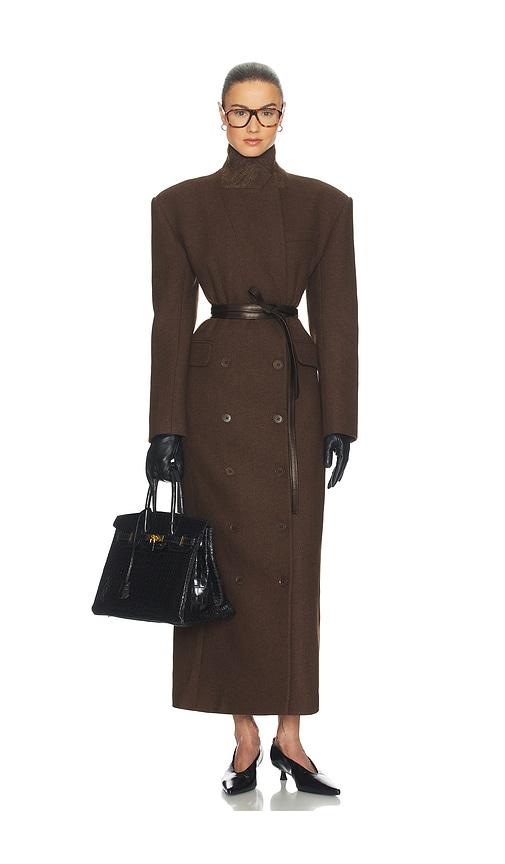 helsa italian wool blend extra long coat in chocolate. - size s (also in xs)