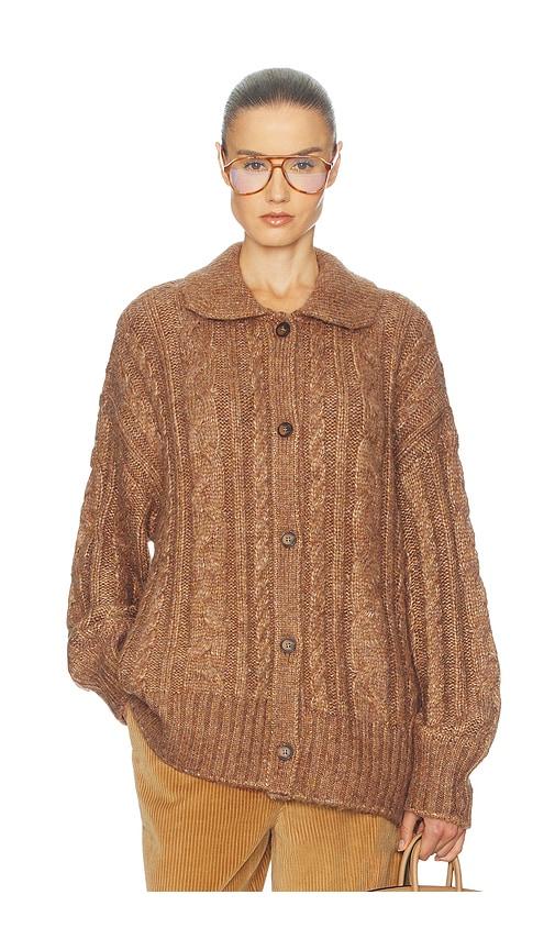 helsa jessiah cable cardigan in brown. - size m (also in xs, s)