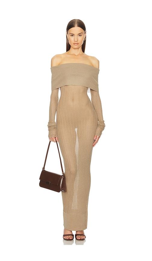 helsa justin maxi dress in beige. - size l (also in xl)