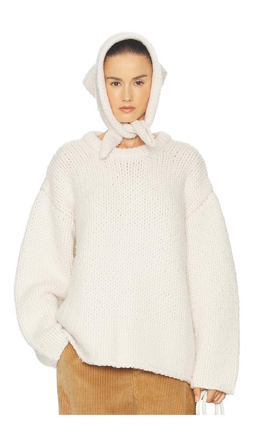 helsa kelcey hand knit crewneck in beige. - size s (also in xs)