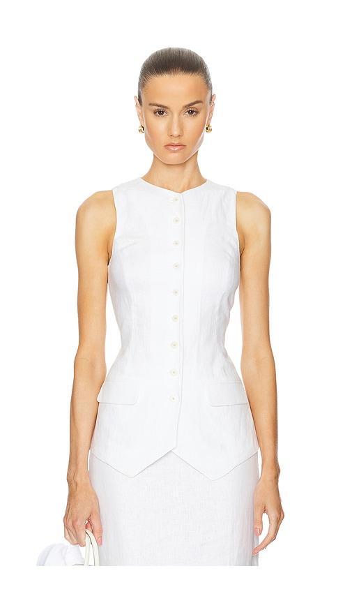 helsa linen button tunic in white. - size m (also in s)