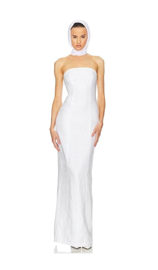 helsa linen strapless maxi dress in white. - size l (also in xl)