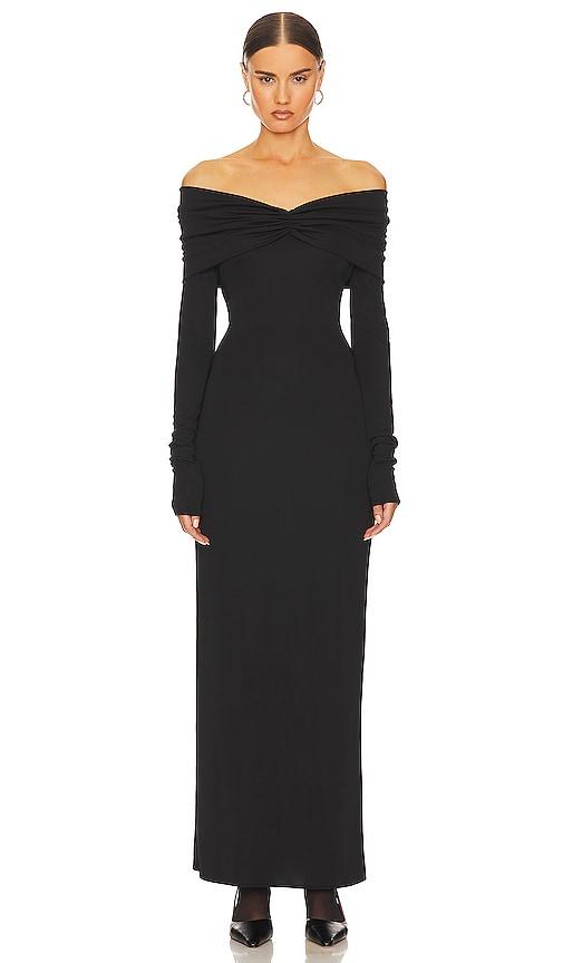 helsa matte jersey off shoulder maxi dress in black. - size l (also in xxs, xs, s, m, xl)