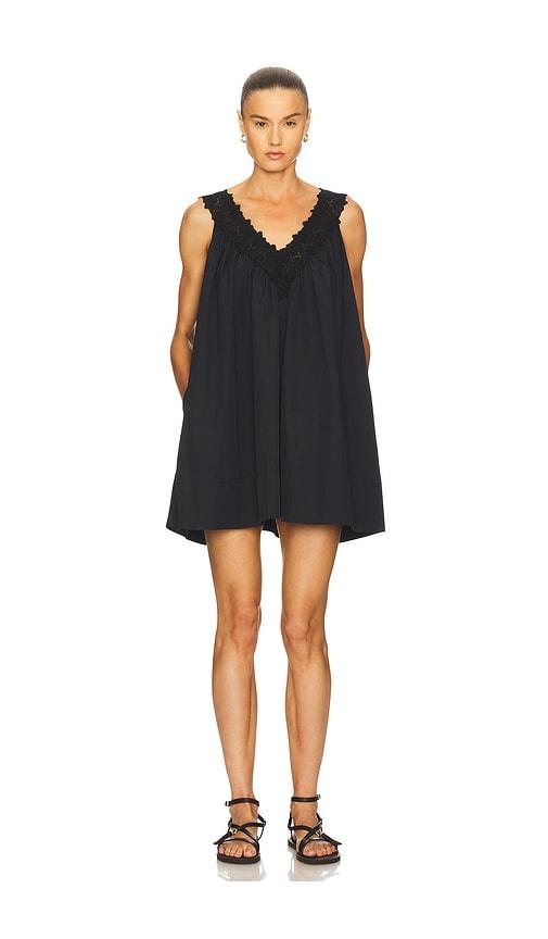 helsa mini dress with lace in tech poplin in black. - size l (also in m, xl)