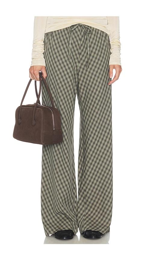 helsa novelty bias cut pants in green,brown. - size l (also in xs, s, m)