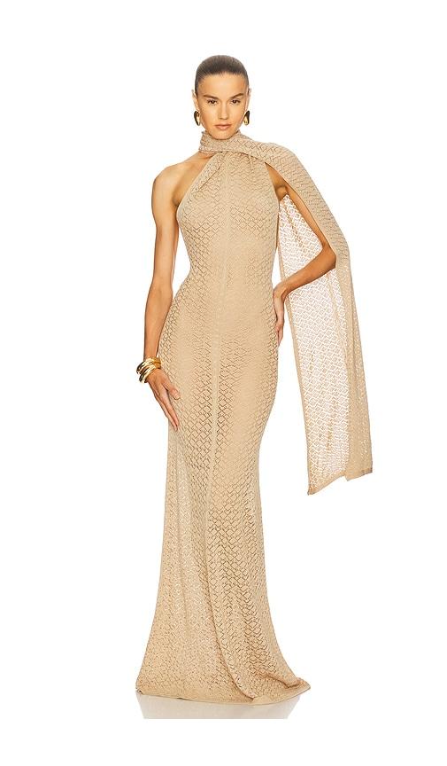 helsa robbyn wrap gown in tan. - size l (also in xl)