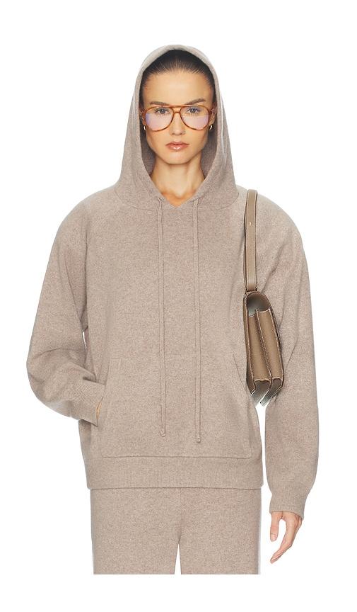 helsa saylor cashmere knit hoodie in taupe. - size m (also in s, xl, xs)