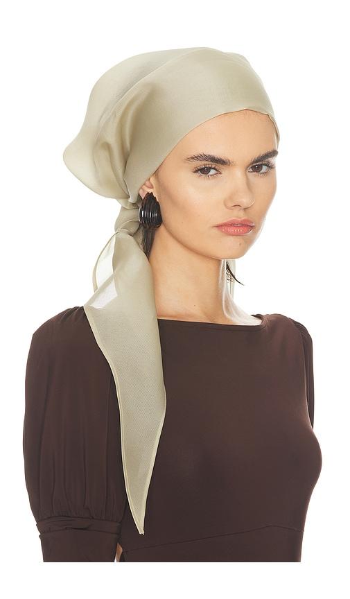 helsa silk gazar head scarf in taupe.