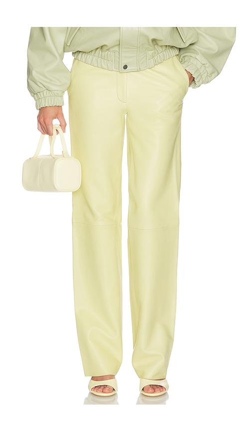 helsa soft lamb leather pants in lemon. - size l (also in xxs, xs, s, m)