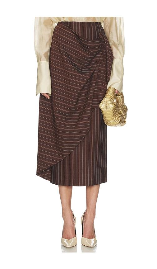 helsa stripe twill blanket skirt in brown. - size xs (also in xxs)