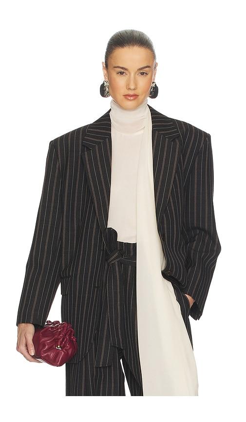 helsa stripe twill boyfriend blazer in charcoal. - size l (also in xxs, xs, s, m, xl)