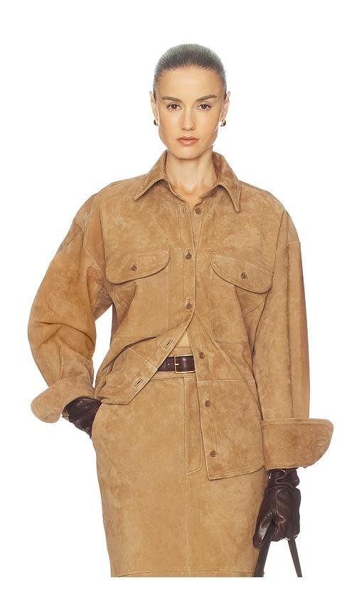 helsa suede overshirt in tan. - size l (also in s, m)