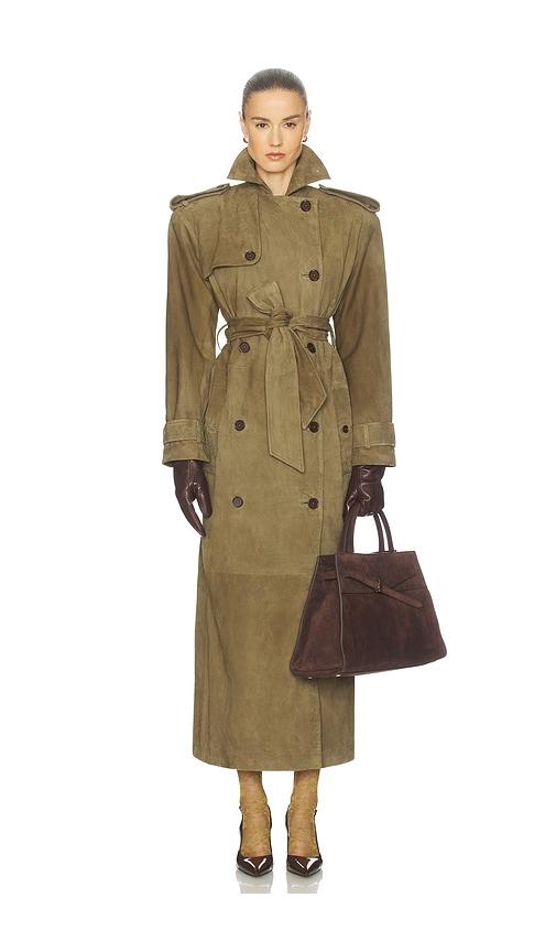 helsa suede trench coat in green. - size s (also in xs)