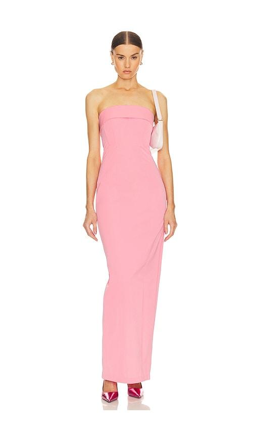 helsa tech gabardine long strapless dress in pink. - size m (also in l, s, xl, xs, xxs)
