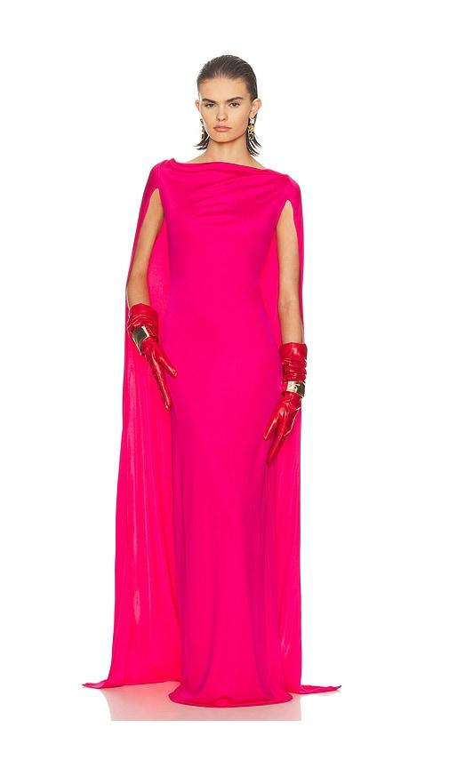 helsa the alva caped jersey dress in fuchsia. - size m (also in xxs, xs, s)