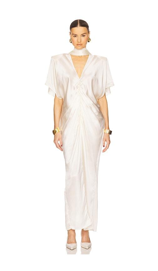 helsa the demeter dress in silk lyocell in cream. - size m (also in s, xs)