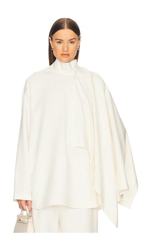 helsa the detachable scarf top in cream. - size l (also in s, m)