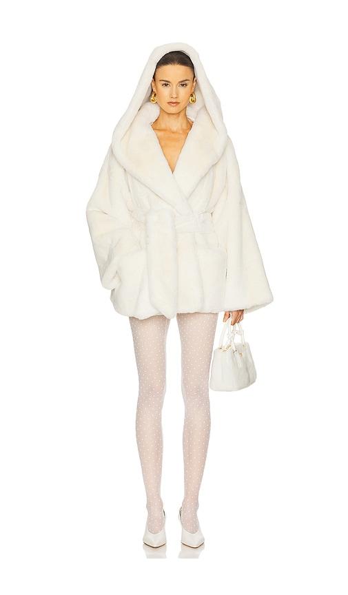 helsa the hooded faux fur coat in white. - size l (also in xl)