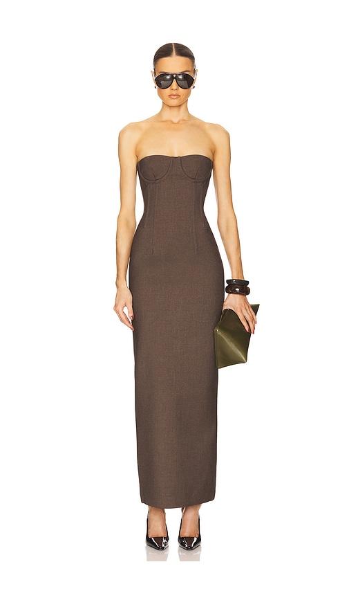 helsa the linear suiting dress in brown. - size l (also in s, xl)