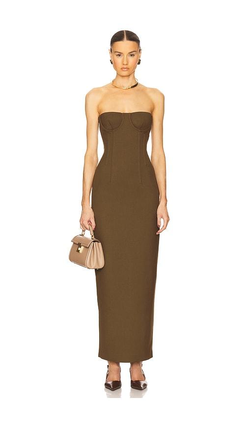 helsa the linear suiting dress in olive. - size s (also in xs, xl)