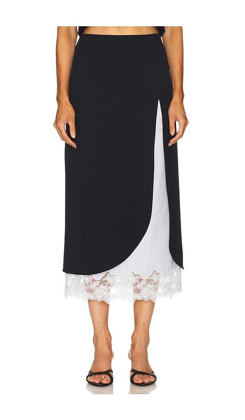 helsa the midi pencil skirt with lace & poplin in black. - size xs (also in xxs)