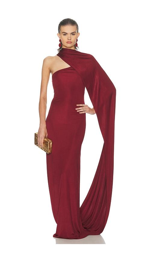 helsa the muse cape jersey dress in burgundy. - size l (also in xs, xxs, s, m)