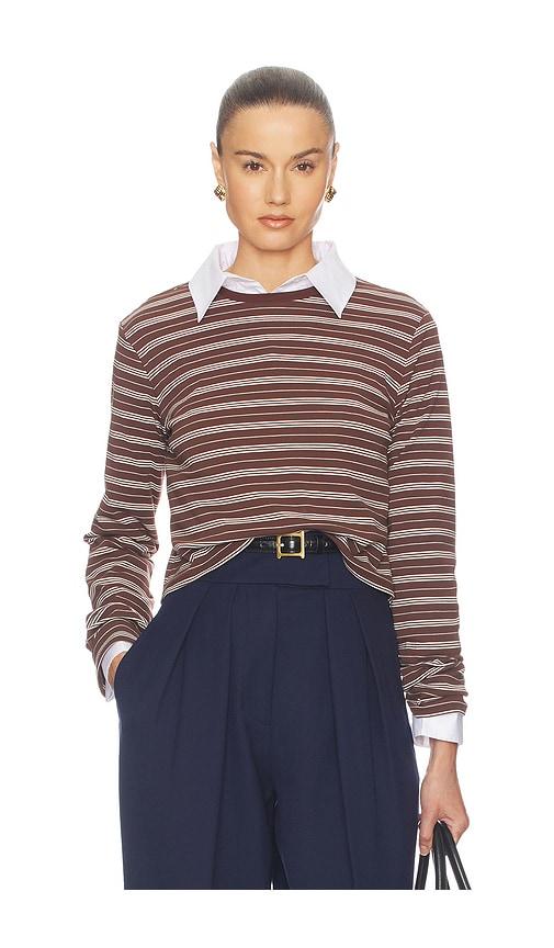 helsa the rib long sleeve tee in stripe in brown. - size l (also in m, s, xl, xs, xxs)
