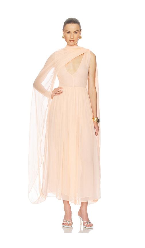 helsa the sabine dress in silk chiffon in peach. - size l (also in xxs, xs, s, m, xl)