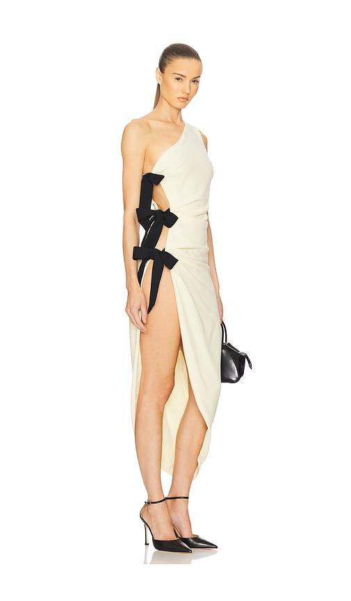 helsa the seline dress with bows in yellow. - size l (also in s, xs, m, xl)
