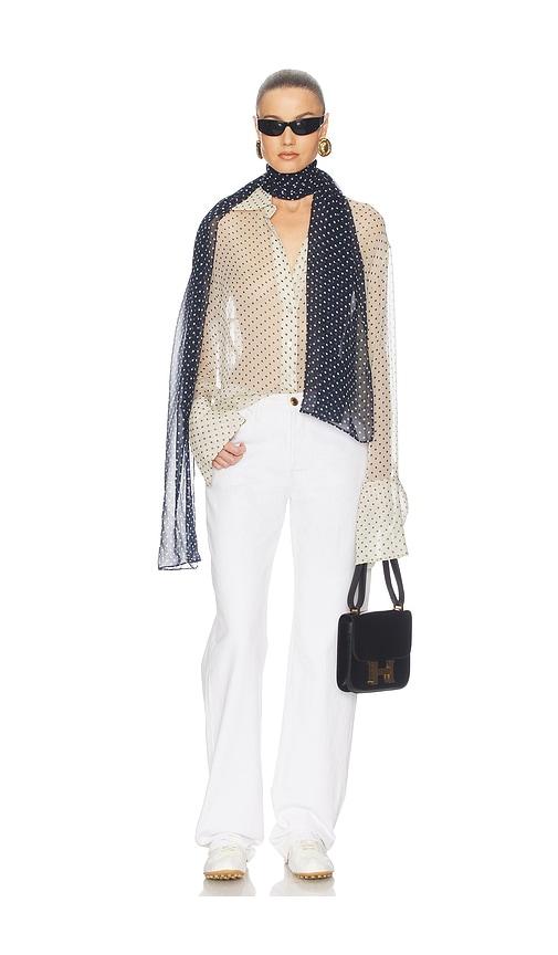 helsa the shawl in silk chiffon in navy.