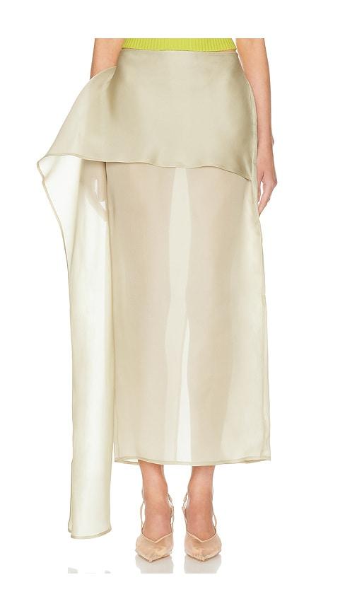 helsa the silk gazar skirt with drape in taupe. - size m (also in xxs, xs, s)