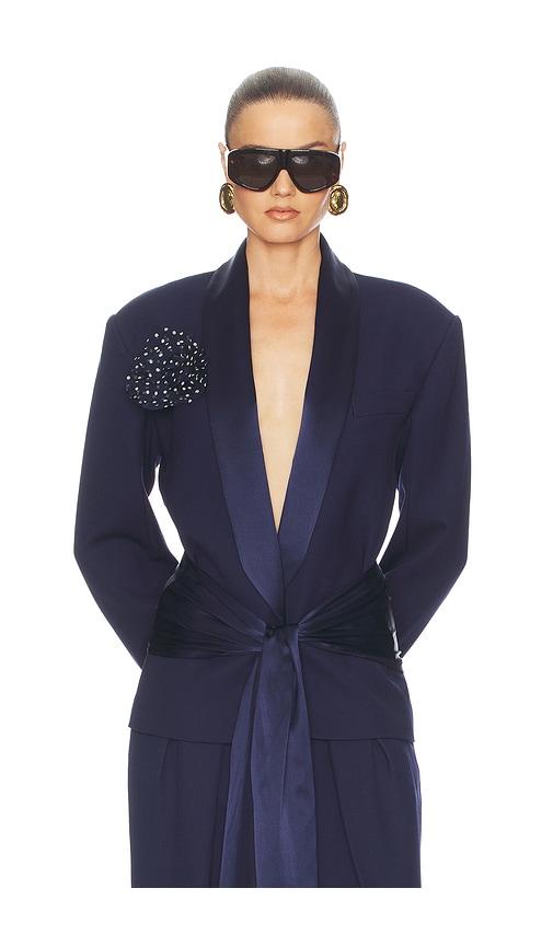 helsa the tux blazer in wool in navy. - size l (also in xxs, xs, s, m, xl)