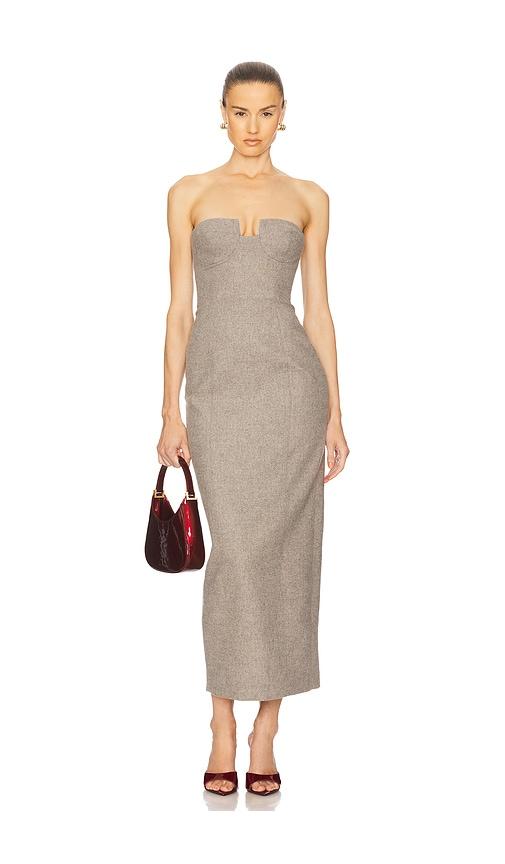 helsa the tweed marilyn dress in taupe. - size l (also in xs, s)