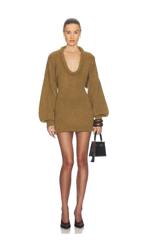 helsa vilde micro mini dress in olive. - size m (also in xs)